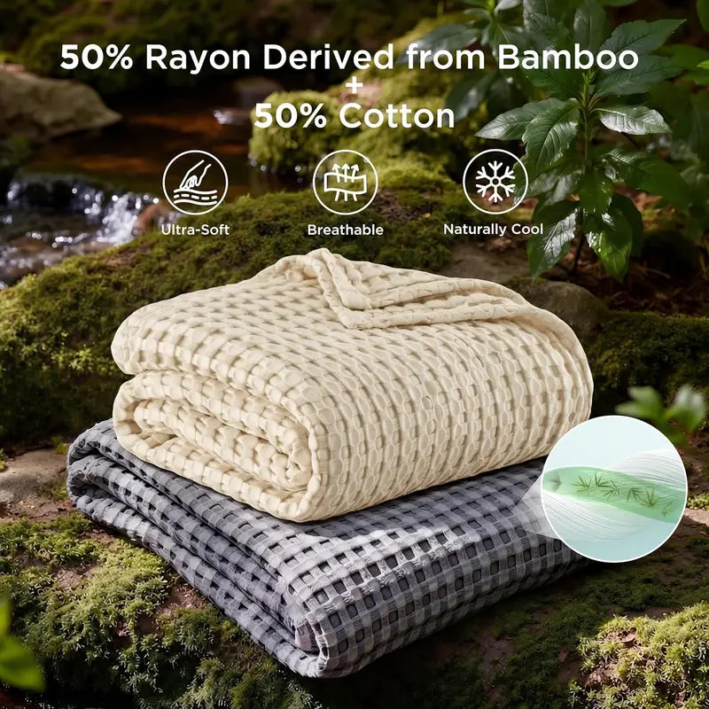 Cooling Bamboo Waffle Blanket