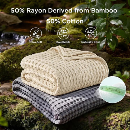 Cooling Bamboo Waffle Blanket