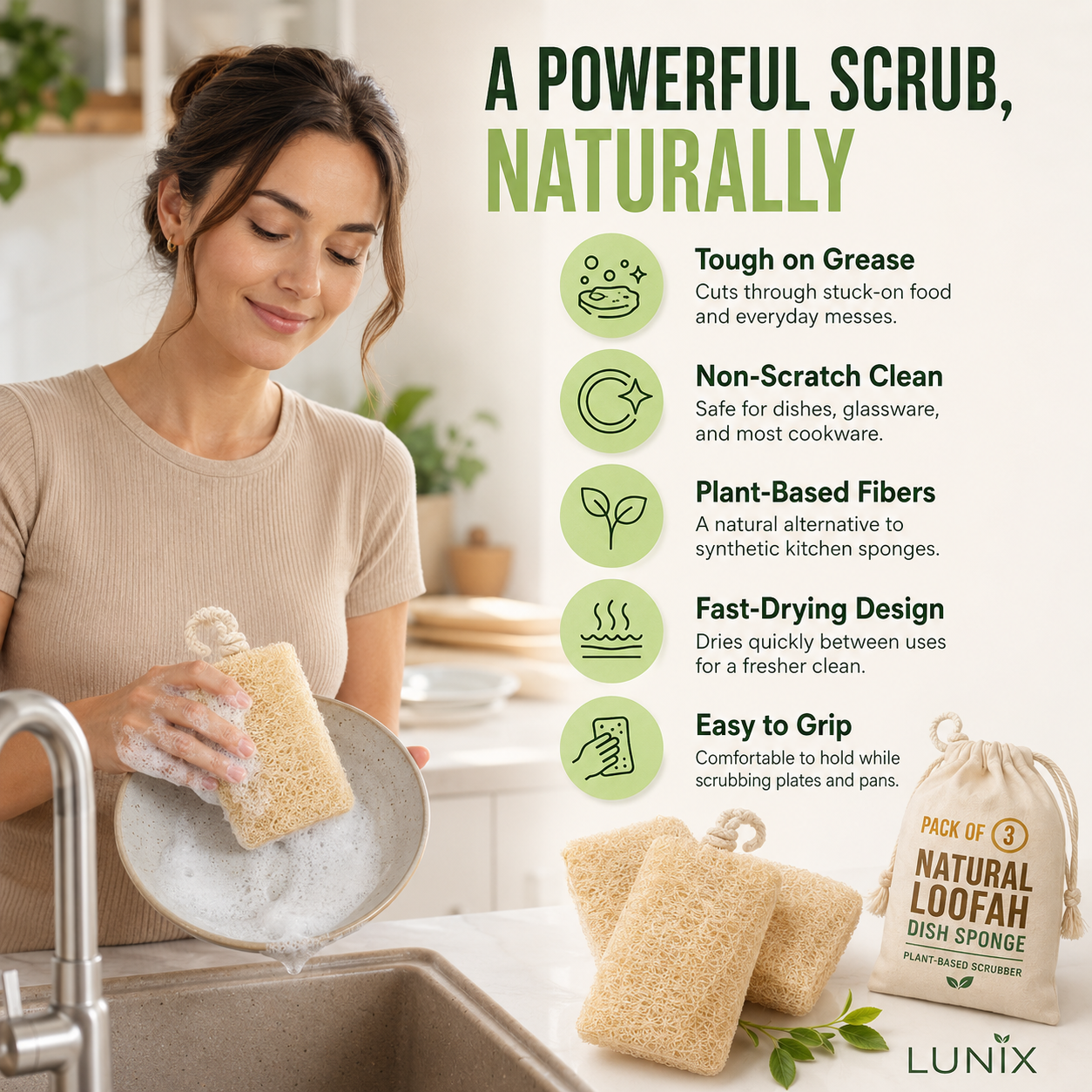 Lunix Luffa Kitchen Scrubber